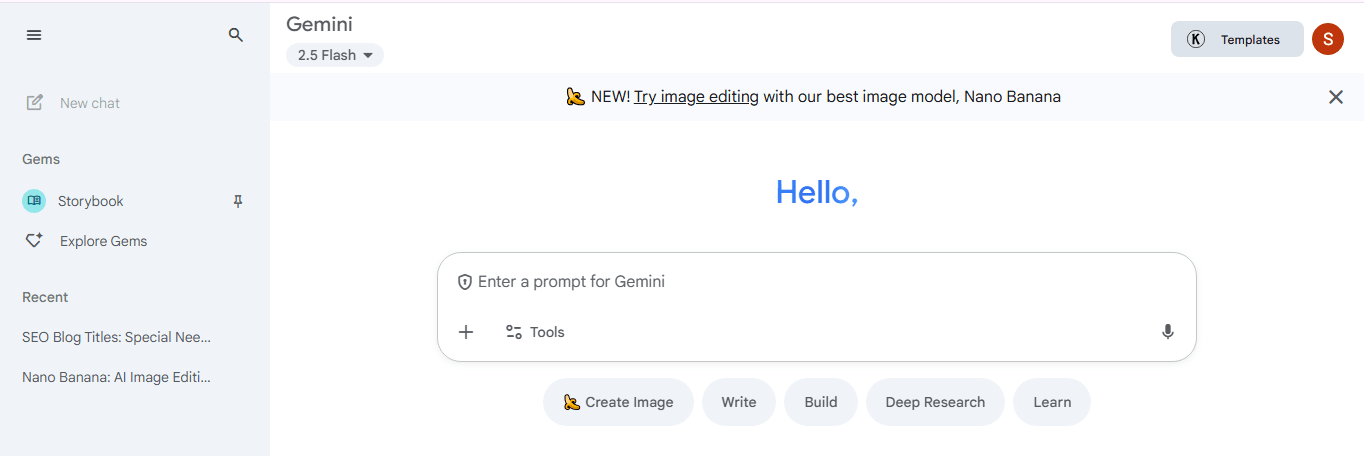 Dashboard of Gemini for Nano Banana 3D Model Figurine